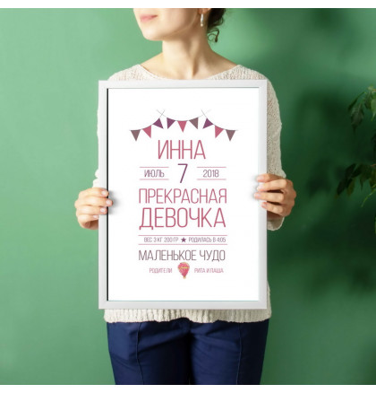Постер метрика "Baby party" персонализированный, фото 3, цена 440 грн